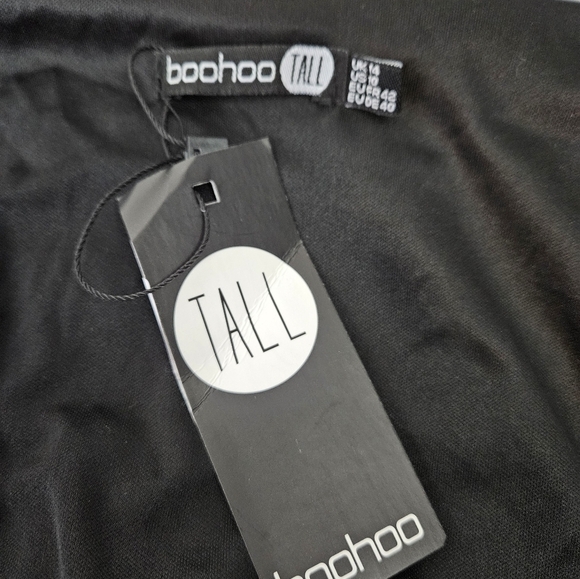 NWT BooHoo Tall Anna Slinky Wrap Front Black Bodysuit Size 14 Women's Tall‎ B7 - Picture 7 of 10